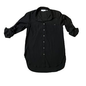 CALVIN KLEIN Black Tunic Button Down Shirt